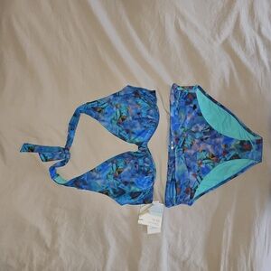 Blue Patterned Bikini Set